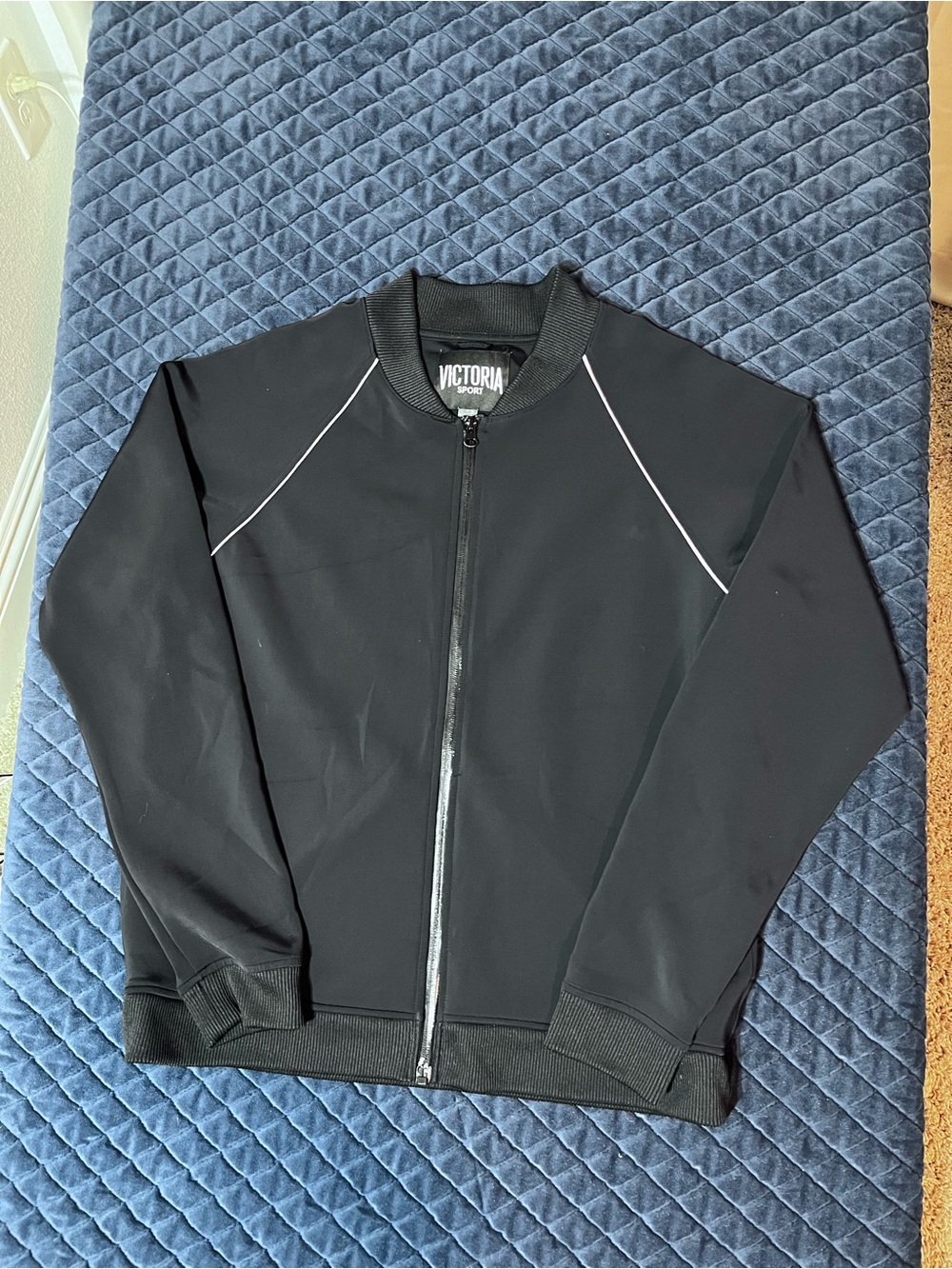 Victoria Sport Black Women's Zip Bomber Jacket - Pink Accents - Casual Wear